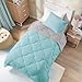 Comfort Spaces Vixie Reversible Comforter Set - Trendy Casual Geometric Quilted Cover, All Season Down Alternative Cozy Bedding, Matching Sham, Aqua/Gray, Twin/Twin XL 2 piece