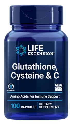 Life Extension Glutathione, Cystéine & C - 100 Capsules - Antioxydant Puissant pour la Santé Immunitaire et Cellulaire