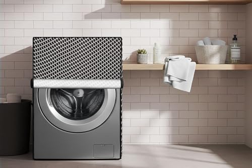 Image of Stylista Washing Machine Cover Compatible for Bosch 8 KG Fully-Automatic Front Loading WAJ28262IN, Check Grey