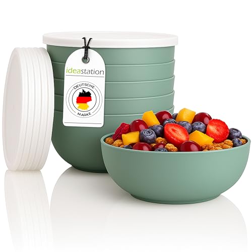 idea-station Müslischalen mit Deckel 6 Stück - 14 cm / 500 ml -...