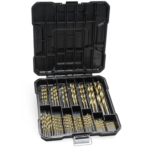 99 Stück Titanium Drill Bit Set: Bohrer Bit Set mit Spiralbohrer Metallbohrer Set Professional Bohrer Set von 1.5mm bis 10mm - Titanium Bohrer für Holz Guss Aluminiumlegierung Kunststoff