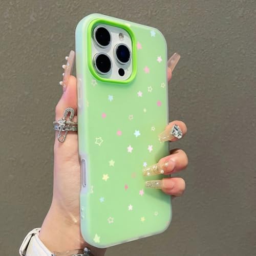 Coque souple iPhone 16 vert pastel étoiles pour exprimer votre style avec douceur