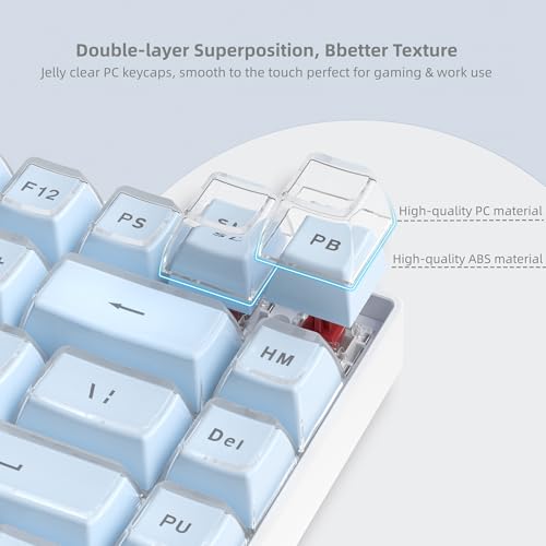 Image of Womier Blue Jelly Keycaps, Shine Through Keycaps for Mechanical Keyboard | OEM Profile Keycap Set, 113-Key Custom Keycaps for 60%,75%,100% Keyboards with Cherry /Gateron MX Switches