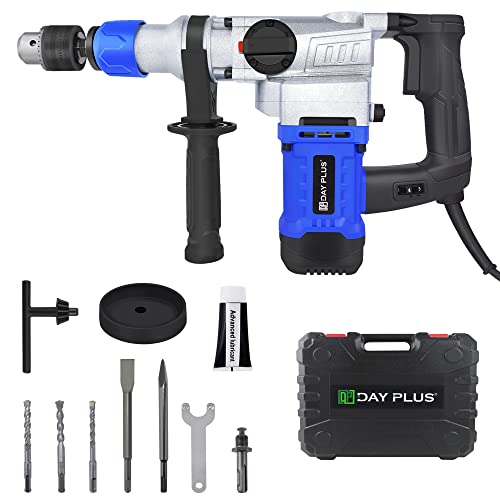 1500W Bohrhammer 6J SDS-Plus, Abbruchhammer Multifunktions Elektrohammer Hammer Bohrhämmer Bohrmaschine 0-800RPM Variable Geschwindigkeit Schlaghammer mit 360° Drehbarem Griff Stemmhammer Bohren