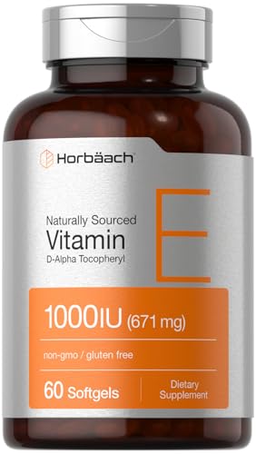 Horbäach Vitamin E 1000 iu Softgels | 671mg | 60 Count | Non-GMO ...