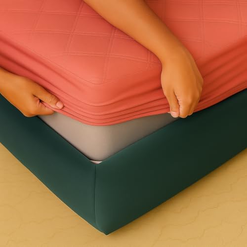 Image of TAG 24 Waterproof Cotton Quilted Mattress Protector Breathable Queen Size Hypoallergenic Noiseless Ultra Soft Fitted Bed Cover 78x60 inch (78x60 inch | 6.5x5 ft, Maroon)
