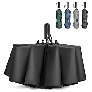G4Free 46/54/62 Inch Large Compact Golf Umbrella Windproof 10 Ribs Reverse Travel Umbrella for Rain Double Canopy Vented Umbrella Automatic Open Close