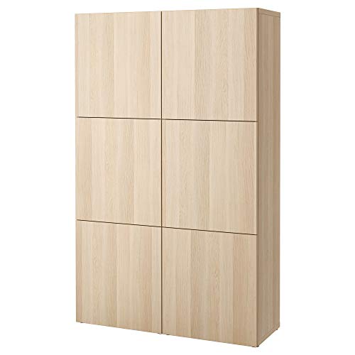 Image of ProTuning BESTA Storage combination with doors, white stained oak effect /Lappviken white stained oak effect, 120x42x193 cm
