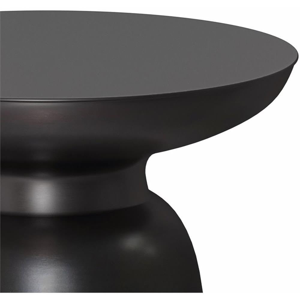 Small Boho End Table for Living Room, Round Accent Bed Side Table for Small Spaces, Narrow Metal Nightstand for Bedroom, Unique Rustic Circle Telephone Table for Sofa Side and Office, Black Copper