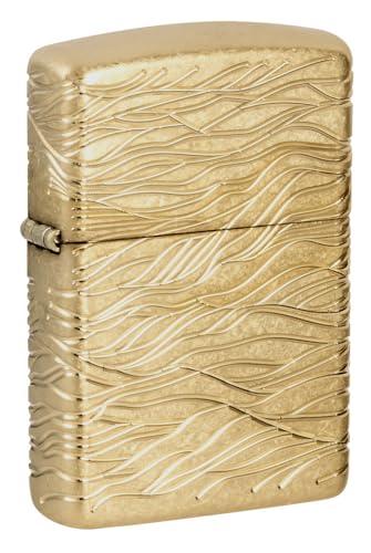 Zippo Luxury Waves Design Armor Tumbled Brass Pocket Lighter