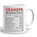 WASSMIN Grandpa Nutrition Facts Coffee Mug - Funny Grandpa Coffee Mug for Grandparents Day - Thoughtful and Gag Gift for Grandfather on Father's Day, Christmas, Birthday - White Ceramic Cup, 11oz