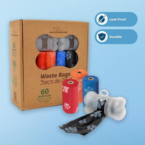 Image of Best Pet Supplies Dog Poop Bags, Rip-Resistant and Doggie Waste Bag Refills with d2w Controlled-Life Plastic Technology - Pack of 900, Mixed Colors (Scented)