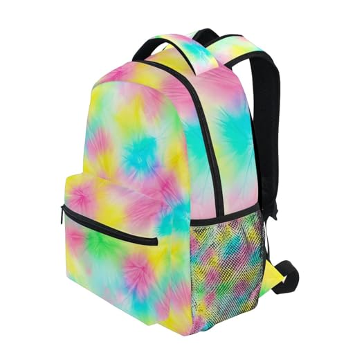 Kids Bookbag, Lightweight Travel Backpack for Boys Girls Back to School Supplies, 15L, Tie Dye Yellow3