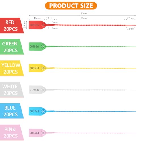 Flintronic 120x Plomben, Sicherheitsplomben aus Kunststoff, Kunststoff-Kabelbinder Tags, kabelbinder Tags, Logistik Transport Tags, für Koffer, Reisegepäck, Beschriftung, Kleidung, Schuhe