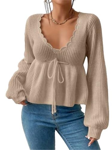 SKAYS peplum sweater for women, Deep v neck sweaters for