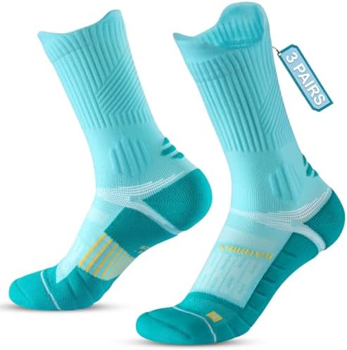 Rahhint Coolmax Kompressions-Laufsocken Damen Wandersocken 3 Paar Anti-Blasen Sportsocken Gepolstert Atmungsaktiv Größen 35-47