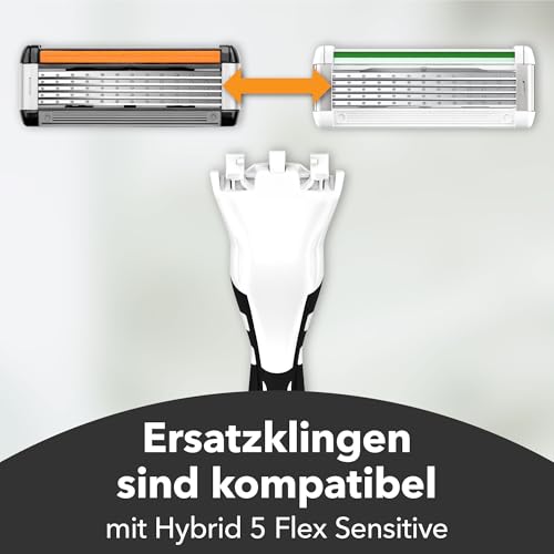 Foto von BIC Hybrid 5 Flex Rasierer Herren, Nassrasierer mit 10 Wechselklingen mit je 5 Klingen, mit Aloe Vera & Vitamin E, mit Präzisionstrimmer