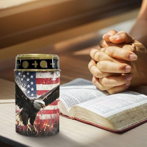 Image of Poceacles Solar Lights Outdoor Waterproof Cemetery Candles Solar Powered Grave Outdoor Decorative Walkway Lights for Lawn Garden Pathway Decor, Eagle American Flag Patriotic Print