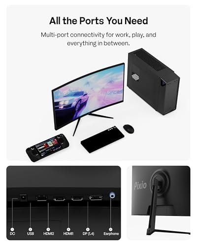 Image of Pixio PXC278 Wave 27 inch 180Hz Refresh Rate QHD 1440p Resolution 1650R Curved Fast VA Panel 1ms GTG Response Time Adaptive Sync HDR Curved Gaming Monitor
