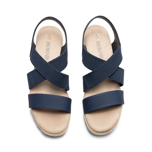 Image of DREAM PAIRS Womens Platform Espadrilles Wedge Sandals, Slip on Elastic Ankle Strap Sandals for Women Casual Dressy Summer