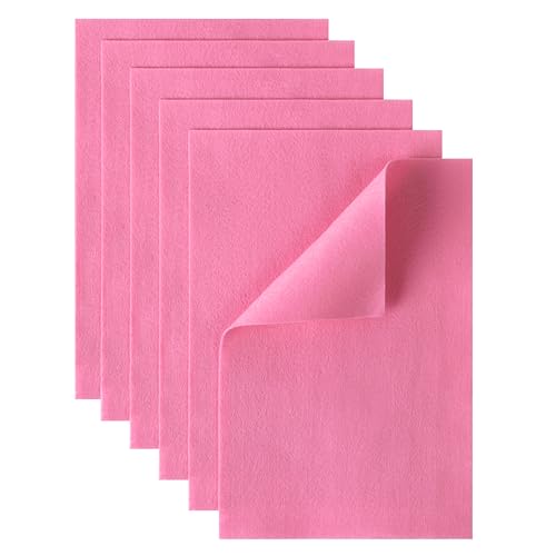 HaoFeiJH Pink Felt Sheets - 6PCS Soft Felt Squares (8x12 A4) 1.5mm Thick Ideal for Sewing Patchwork Decoration Embroidering DIY Craft