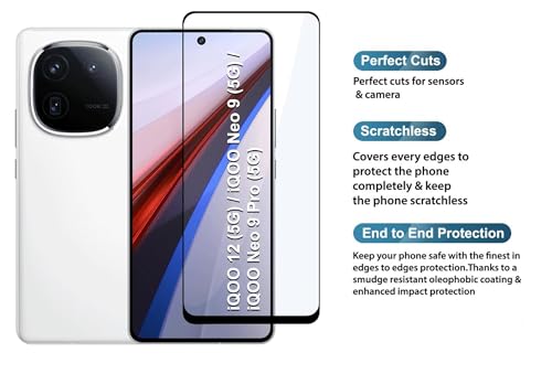 Image of HD Tempered Glass Screen Protector Compatible For iQOO 12 5G With Edge To Edge Coverage And Easy Installation Kit