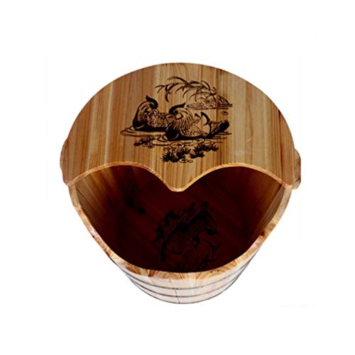 Spa de pies de madera natural con tapa 39x47 cm