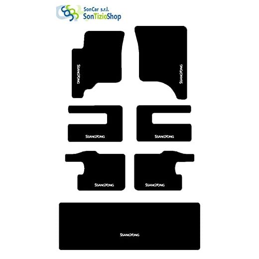 Alfombras Negras para coche. Juego completo de alfombrillas estampados de moqueta y su tamaño Rodius con bordado de hilo color. Bianco