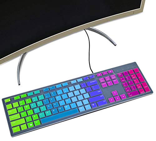 Colorful Keyboard Cover For Dell Km63 Wireless Keyboard & Dell Kb216 Wired/Dell Optiplex 5250 3050 3240 5460 7450 7050/Dell Inspiron Aio 3475/3670/3477 All-In One Desktop Keyboard Skin, Rainbow #TOP8