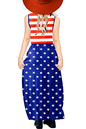Girls July 4Th Dresses Stars Stripes Kids Casual Beach Memorial Day Long Maxi Dress 11-12 Years #TOP4