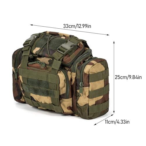 Dr.Fish Lightweight Fishing Bag Multi-Pockets Holdall Shoulder Waist Handbag Water-Resistant Fishing Tackle Storage Carryall for Outdoors Hiking Hunting Camping Travel(Jungle Camouflage) - Image 2