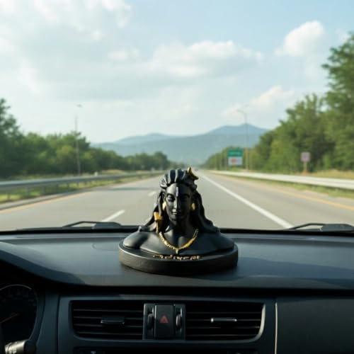 Image of VAMA Siddh Adiyogi Statue for Car Dashboard - 5 Inch, Resin Lord Shiva Idol for Car Dashboard | Shiv Murti | Mahadev Murti | Lord Shiva Idols for Home, Mandir and Office Desk