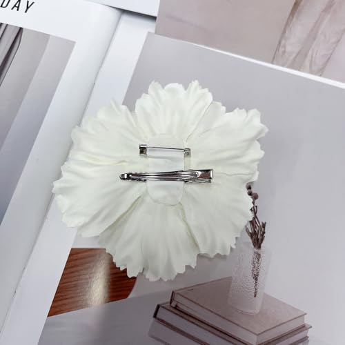 Image of Peony Fabric Flower Brooches Oversize Lapel Pins Extra Big Brooch Delicate Dancing Party Prom Wedding Charm Banquet Dress Suit Guest Corsage Accessories Gifts Dancer Large Hairpin Clip 110mm