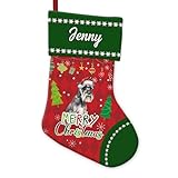 GABSHAIM Watercolor Standard Schnauzer Dog in Santa Hats Christmas Stockings Merry Christmas Snowflake Green Red Hanging Stockings Custom Xmas Decor for Fireplace BedHead 14.4 Inch 1 Pack