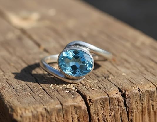 Image of 55Carat Choose Your Color Natural Gemstone Silver Statement Rings for Gift Corssover Style Size 5 to 12