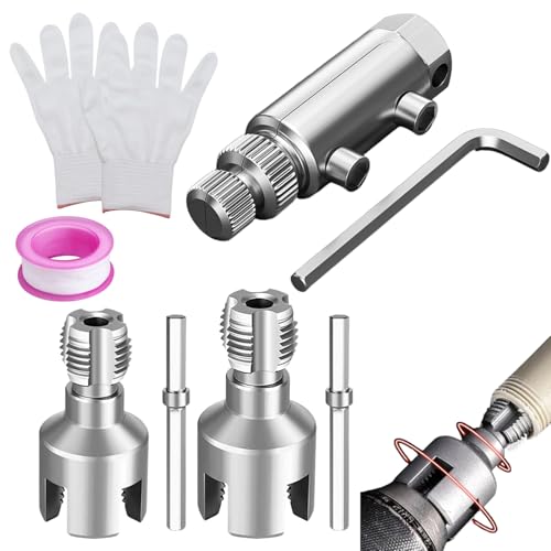 Kit de Roscado de Tuberías de PVC 2-en-1, Extractor de Roscas para Tuberías Rotas,para Tuberías de Agua 1/2'y 3/4', Extractor de Roscas para Válvulas Rotas, Herramienta de Roscado