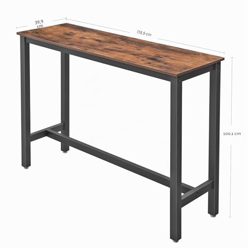 Miniatura 3 de Vasagle Mesa De Bar, Mesa De Cocina Rectangular Estrecha, Mesa Alta Con Marco De Metal Robusto, 120 X 40 X 100 Cm, Montaje Sencillo, Diseño Industrial, Marrón Rústico Y Negro Lbt12x