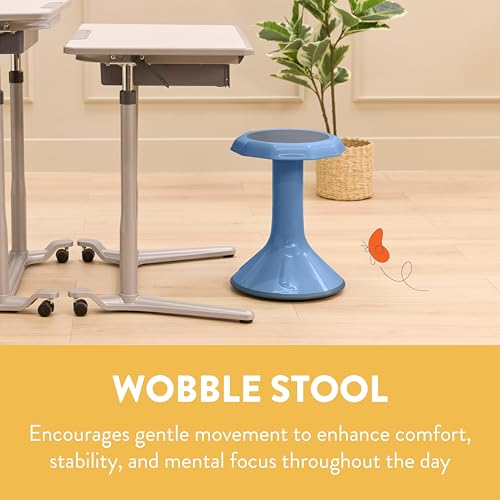Image of Back2School Express Wobble Sensory Stool for Classroom - 18 inch Active Flexible Seating Chair for Kids, 220lb Capacity, GREENGUARD Gold Certified, Powder Blue