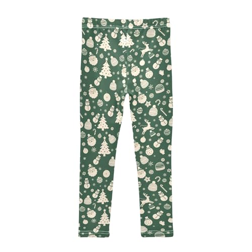 senya Girls Printed Leggings Yoga Pants Green Christmas Pattern for Kids in 4t to 10 Years, 4T2