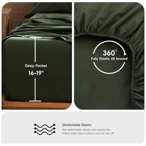 Image of MooMee Sheet Set 100% Washed Cotton Linen-Like Extra Deep Pocket Twin | Relaxed Linen-like Texture. Soft, Breathable & Lightweight Comfort. 15-19 inch Extra Deep Pocket with All-around Elastic