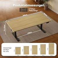 JUMMICO Höhenverstellbarer Schreibtisch 200×80 cm mit Kabelwanne & USB-A – Ansicht 3