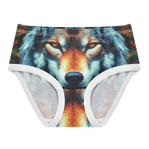 Girls Underwear Toddler 2t Cotton Panties Little Girl Personalized Undies Kids Briefs Mystical Wolf Head Autumn Forest