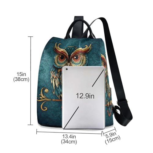 Image of ALAZA Owl Print Ethnic Backpack Purse for Women Anti Theft Fashion Back Pack Shoulder Bag