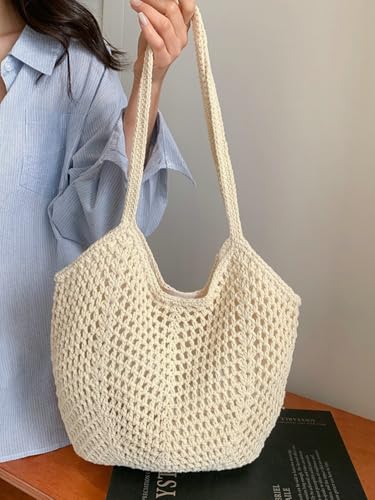 Crochet Bags for Women Slouchy Hollow Woven Shoulder Purse Summer Beach Tote Handbags for Daily & Vacation 20253