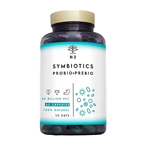 Probiotika und Präbiotika Komplex mit Inulin. Probiotika Hochdosiert 40 milliarden KbE pro Dosis, Verdauungsenzyme. Enthält Lactobacillus und Milchsäurebakterien. 60 Kapseln N2 Natural Nutrition Cover