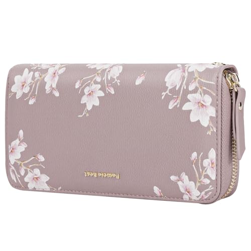 Image of Pomelo Best Wristlet Women Wallet Floral RFID Clutch Purse | Vegan Leather, Multi Credit Card, Large Capacity Zip Around Long Travel Wallets with Coin and Phone Pocket for Ladies