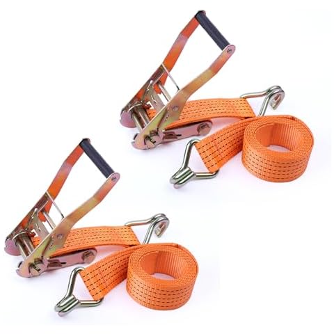 2Pack Ratchet Straps Heavy Duty for Moving, 2 inch x 16Ft Tie Down Straps Double J Hook, 11023 LBS Break Strength Cargo Straps for Cars Truck Motorcycles Cover