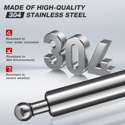 Vepagoo 20 inch 100Lb/445N Stainless Steel Gas Struts Shocks Spring Lift Support Available for Boat Hatch RV Bed Camper Truck Travel Trailer Bed Tonneau Cover and Box Lid, Set of 2 by Vepagoo - Used condition - Image 3