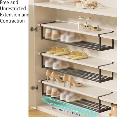 Étagère à chaussures télescopique extensible en métal noir pour placard