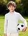Roadbox Youth Boys Compression Thermal Shirt, Long Sleeve Mock Neck Fleece Base Layer, Kids Undershirt for Baseball Football White